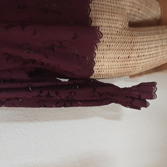 Free People Burgundy Lace Crop/Swing Top - Picture 2 of 5